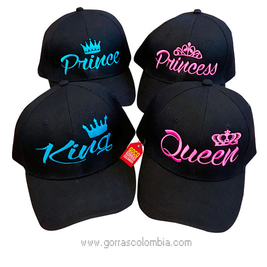 Gorras KING, QUEEN, PRINCE Y PRINCESS