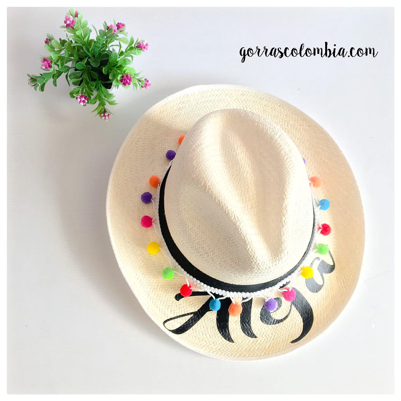 Sombrero con Bolitas de colores (Nombre)