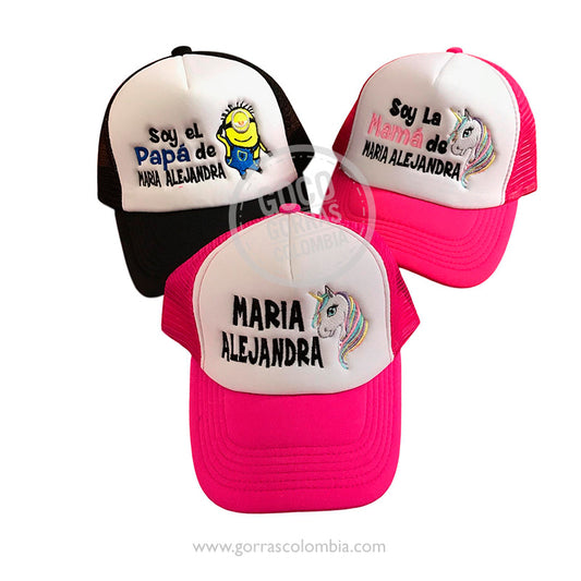 Gorras MINION Y UNICORNIO - PAPÁS DE... (Nombre)