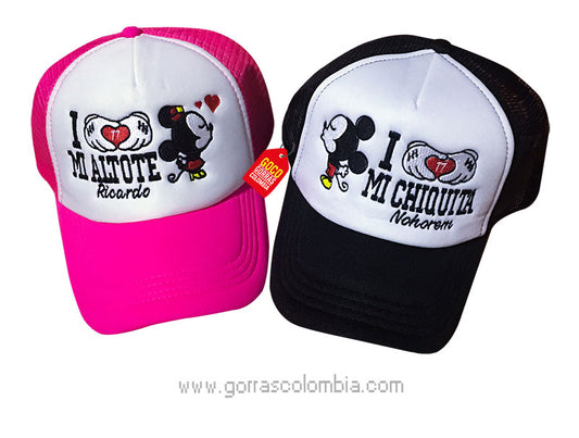 Gorras MINNIE Y MICKEY - ALTOTE Y CHIQUITA (Nombres-Número)